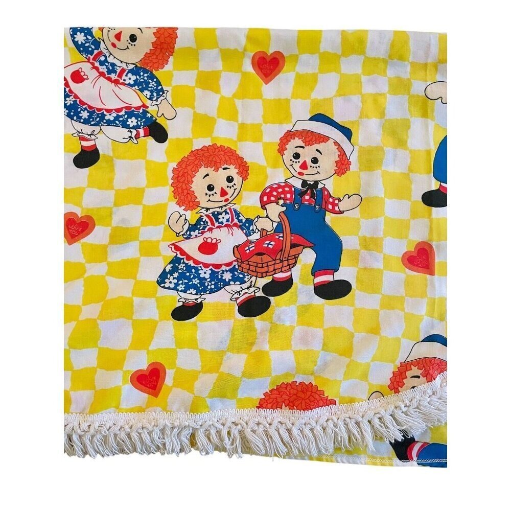 Vintage Raggedy Ann & Andy Twin Bedspread & Flat Sheet 1980s - Picture 3 of 6